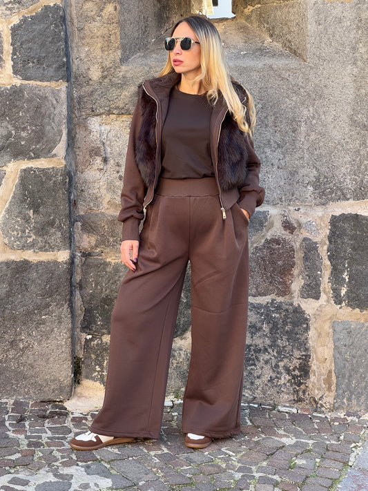COORDINATO IN ECOPELLICCIA CHOCO