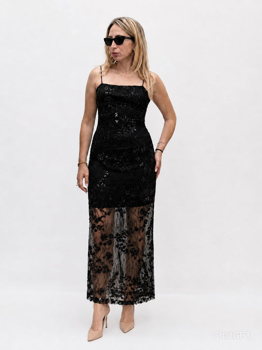 ABITO PAILLETTES NERO
