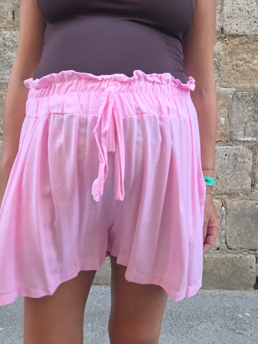 PANTALONCINO HOLLY EFFETTO LINO ROSA